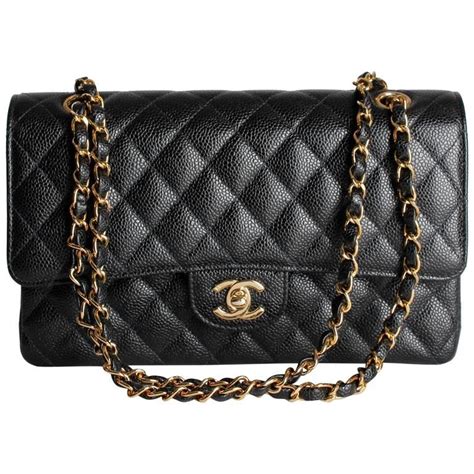 chanel black caviar flap bag|Chanel Classic Double Flap Quilted Caviar Gold.